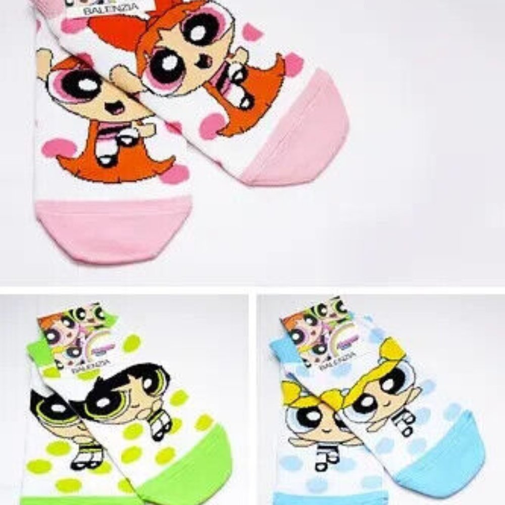 Power Puff Girls No Show Socks 3 Pack
